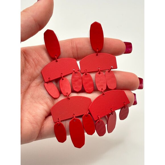 Kendra Scott Red Earrings With Geometric Design - Picture 6 of 7